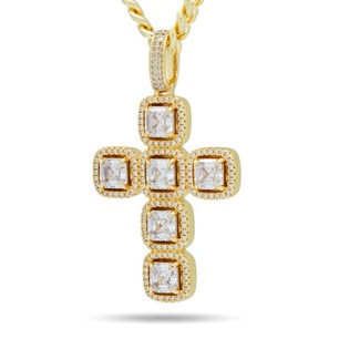 King Ice 14k Gold Plated Love God Cross NKX14179