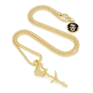 KING ICE 14K GOLD PLATED ROSE NECKLACE NKX13253