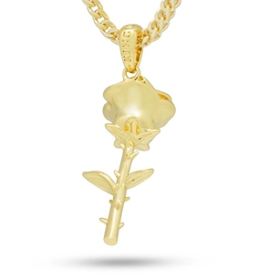 KING ICE 14K GOLD PLATED ROSE NECKLACE NKX13253