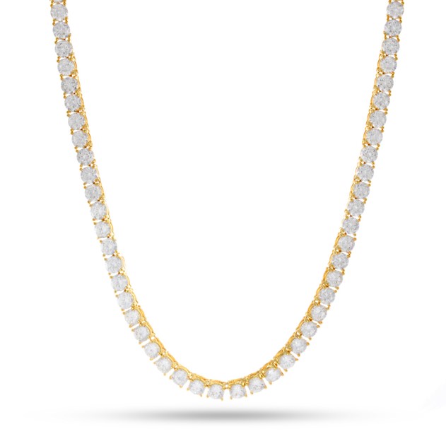 KING ICE 14K Gold Plated Necklace CHX02953 5 mm 20" Tennis
