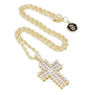 KING ICE 14k Gold Plated The Small Icy Cross Necklace