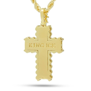 King Ice 14k Gold Small Icy Cross Necklace NKX14050