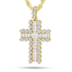 KING ICE 14k Gold Plated The Small Icy Cross Necklace